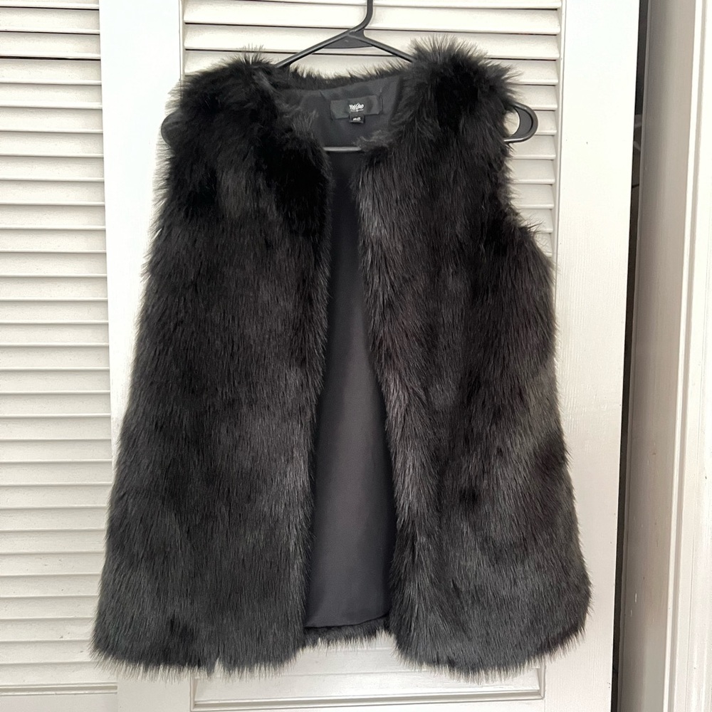 Black Faux Fur Vest